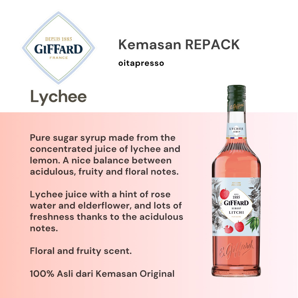 

REPACK - Giffard Lychee Syrup [30, 50, 100] g / Perfect for Lemonade Fusions!