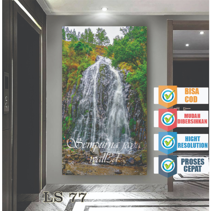 Wallpaper air terjun 3d, wallpaper 3 dimensi pemandangan, wallpaper 3d dinding aesthetic