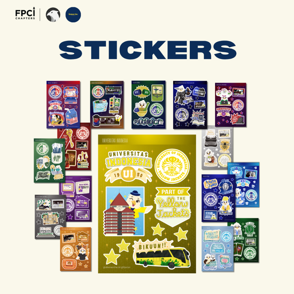 

[PRE-ORDER] Sticker Sheet A5 by Démarche – Vinyl Glossy 16 Desain Fakultas UI (Kiss Cut, Waterproof)