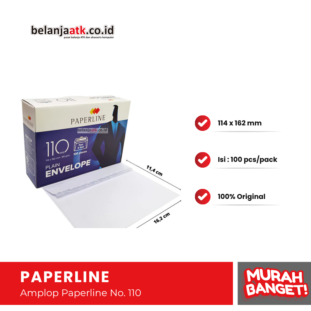 

Amplop Paperline Tanggung No. 110 / Putih Polos