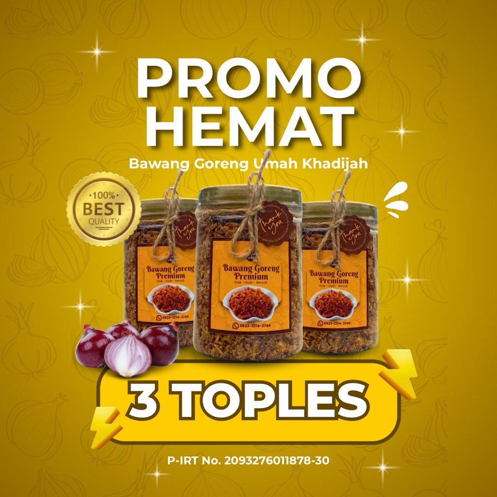 

3 TOPLES BAWANG GORENG 200gr, Bawang Goreng Umah Khadijah
