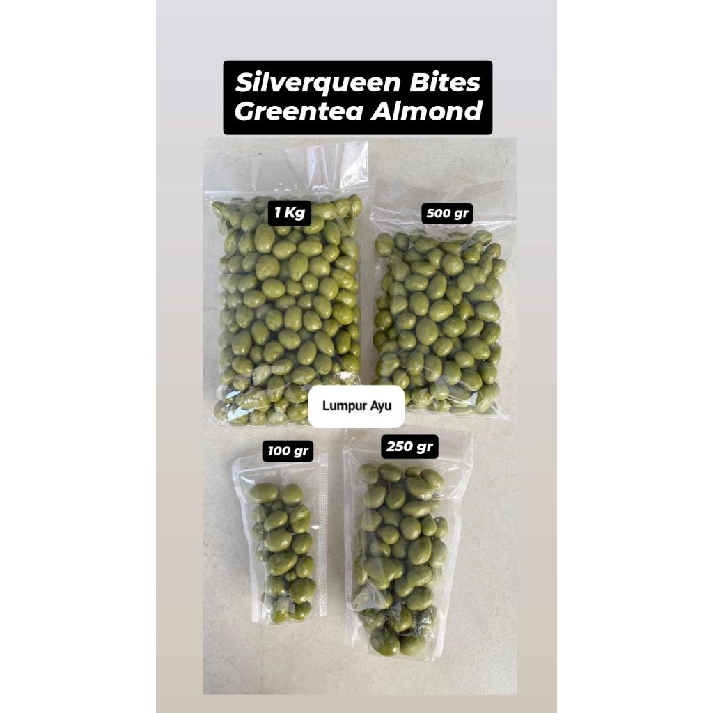 

Silverqueen Bites Almond Greentea/Dark/White kiloan PROMO !!