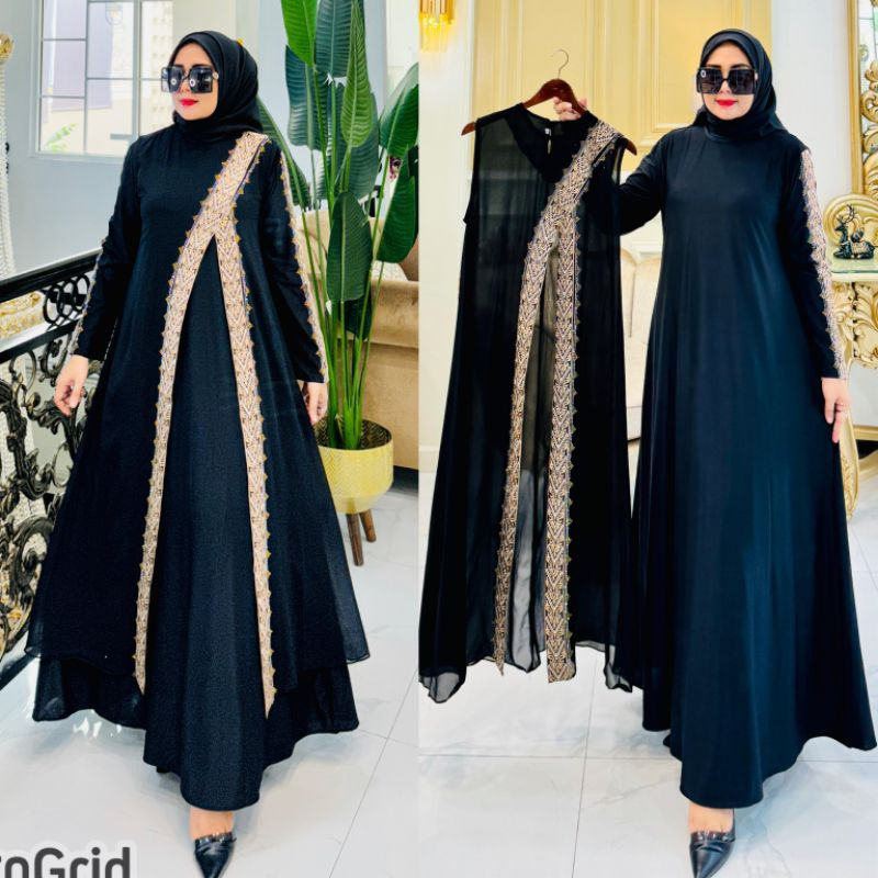 GAMIS ABAYA TURKEY ROMPI OUTER ZIVANNA DAN FULL HITAM