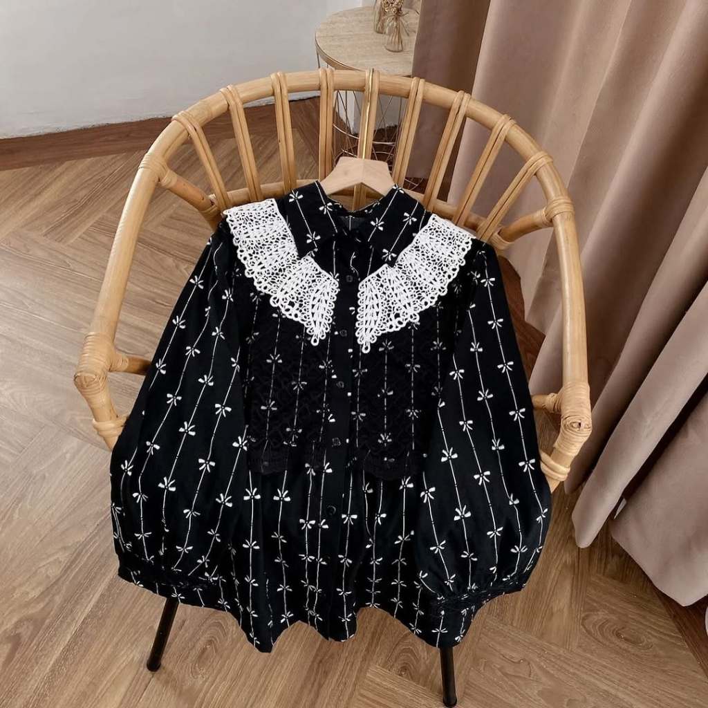 Arini Blouse Busui Motif Cantik Kombinasi Brukat | Blouse Adem Niagara Crush Fit to XL - Zamiya.id