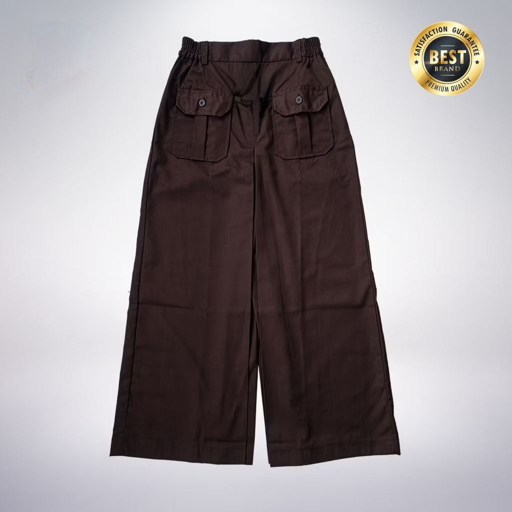Kulot Celana Pramuka Panjang Perempuan SD SMP SMA | Celana Kulot Pramuka Cokelat Kantong PDL Fashion