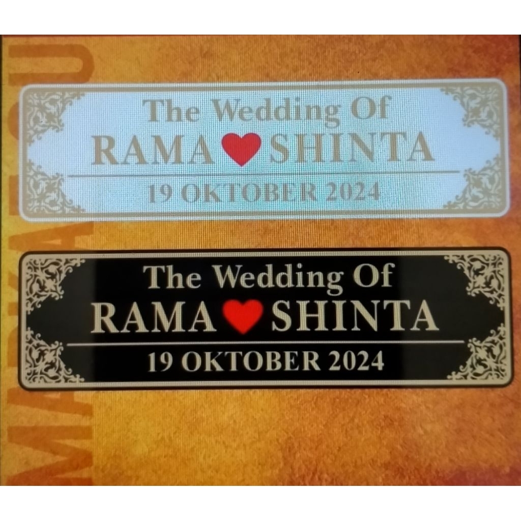 Sticker Cutting Custom Plat Mobil Wedding