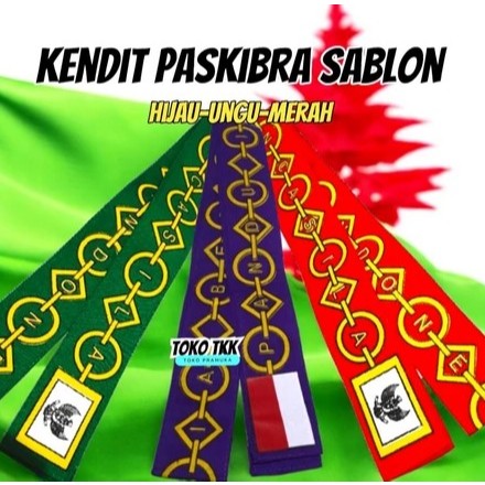 Kendit Paskibra sablon hijau merah ungu / kendit paskibra hijau / kendit paskibra merah