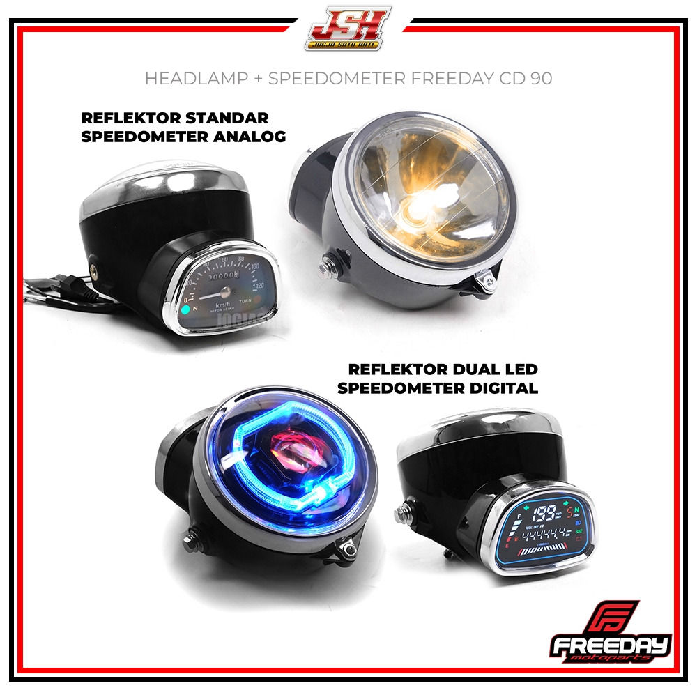 Headlamp CD 90 Freeday Lampu Depan Standar Dual Led Matrix Plus Speedometer Analog RGB Megapro Primu
