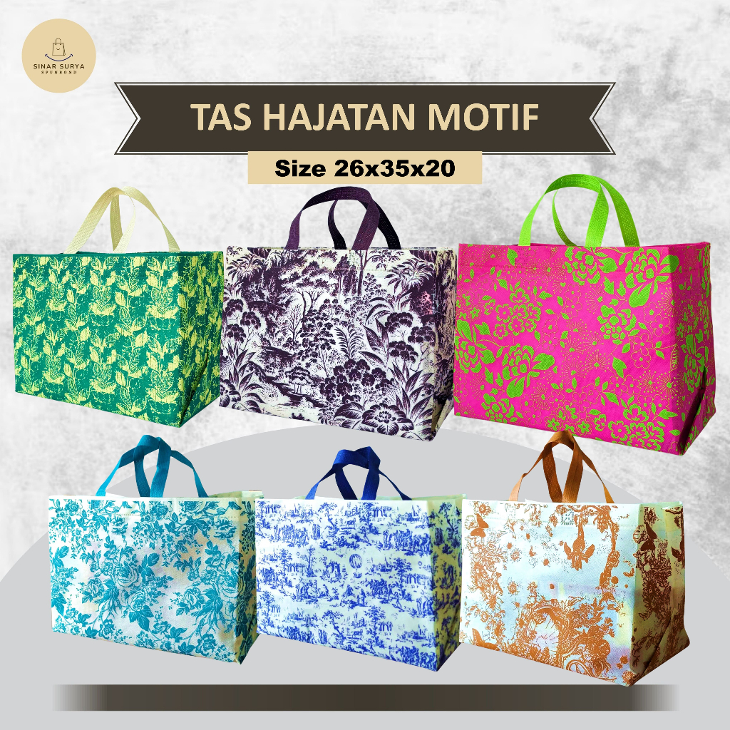 

[INSTAN] Tas Bahan Spunbond | Motif Sablon Cantik Bahan Tebal Tas Catering Tas Nasi Box | Tas Spunbond box 65 GSM 26x35x20