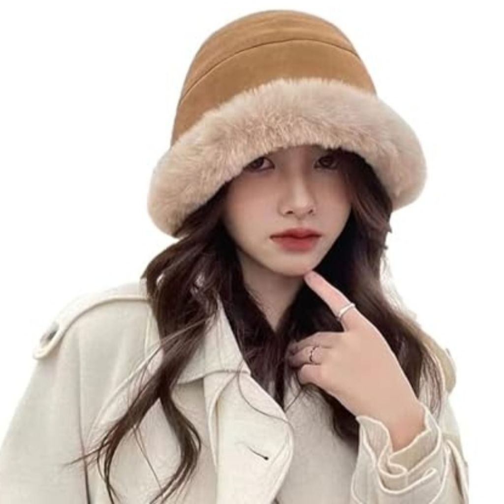 Topi Fashion Bulu Bucket Hat Modern