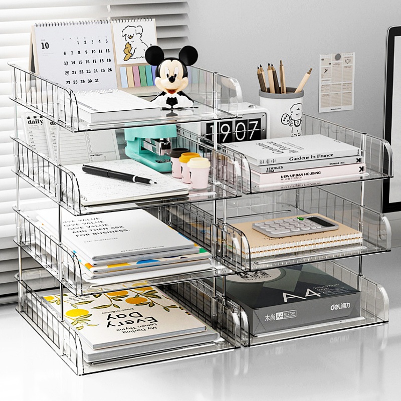 

Desk Organizer File Penyimpanan Serbaguna Box File Rak BukuNampan Dokumen Plastik A4 Kotak