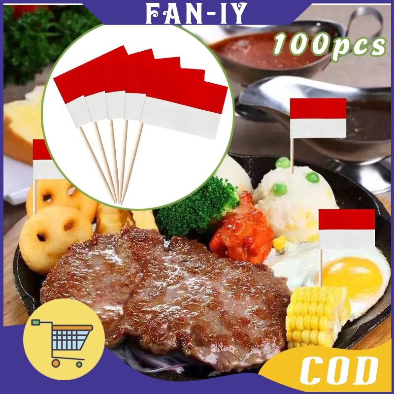 100pcs Bendera Merah Putih Gigi Mini Tusuk Bendera Indonesia Bendera Tusuk Indonesia