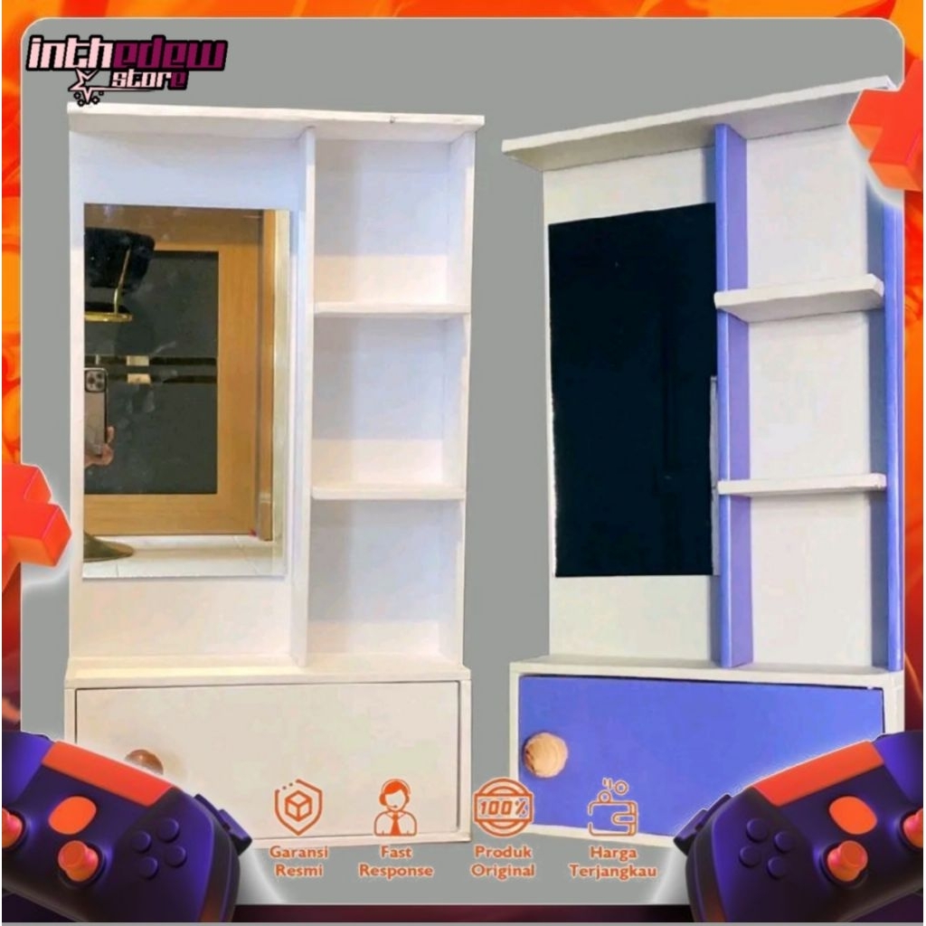 RAK KOSMETIK AESTHETIC, RAK MAKE UP, RAK TEMPEL DINDING