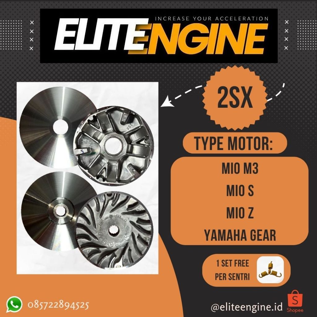 Rumah Roller Elite Engine Mio M3, Mio S, Mio Z 13,5 13,8 Bubut + Kerok Jalur Kode 2SX