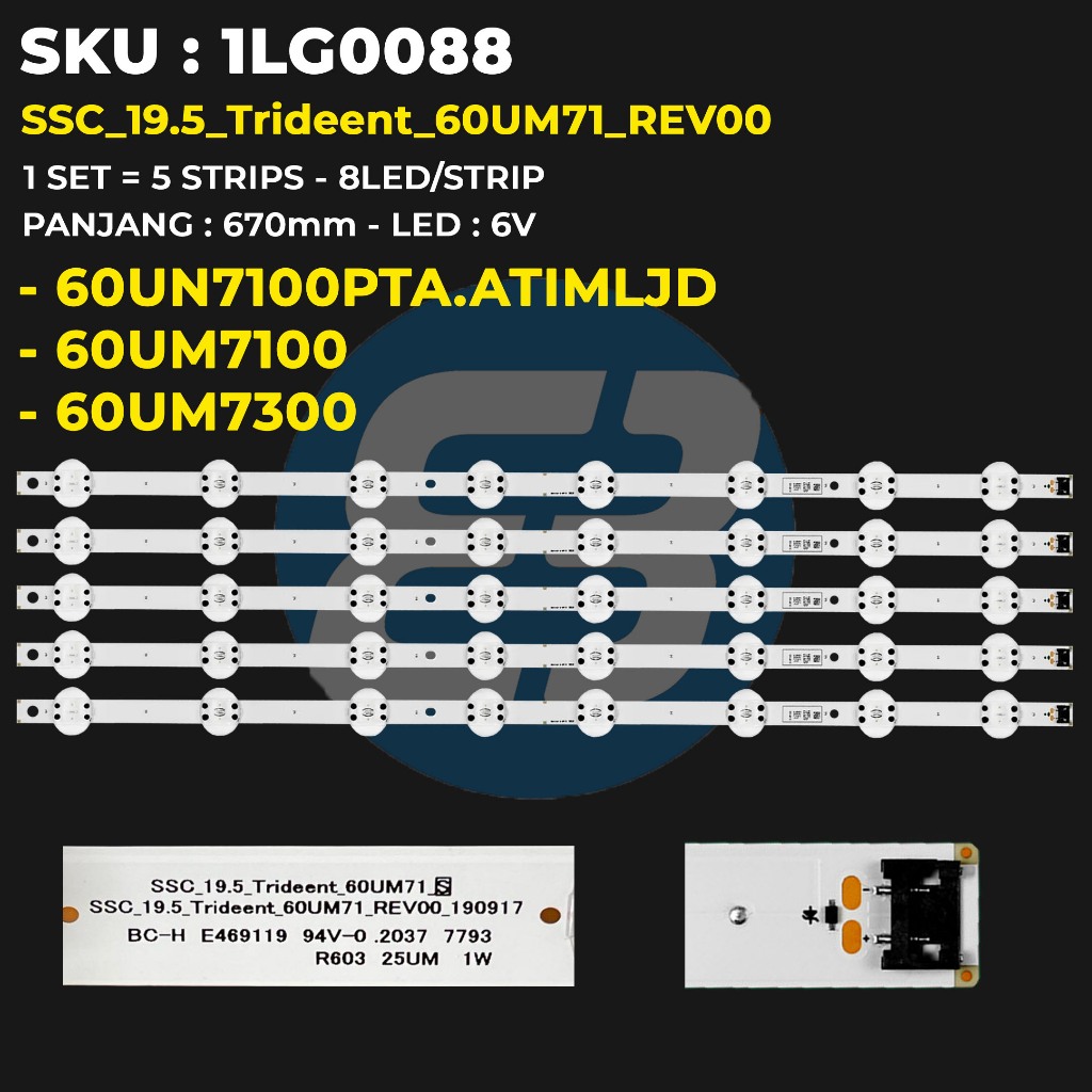 Led Backlight TV LG 60UN7100PTA.ATIMLJD 60UM7100 60UM7300 8led/strip lensa kancing besar