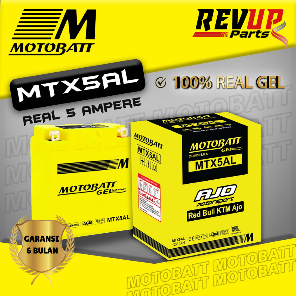Aki Motor Motobatt MTX5AL ( Garansi 6 Bulan) for ASTREA GRAND - MEGA PRO- SATRIA R- SHOGUN- MIO SPOR