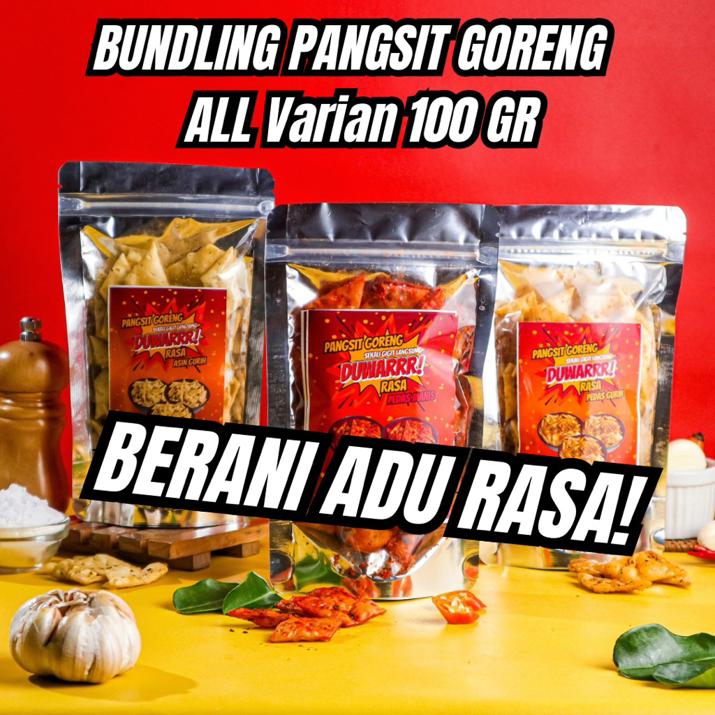 

DUWARRR! Bundling Pangsit Goreng 100gr All Varian - Sekali Gigit Langsung Duwarrr