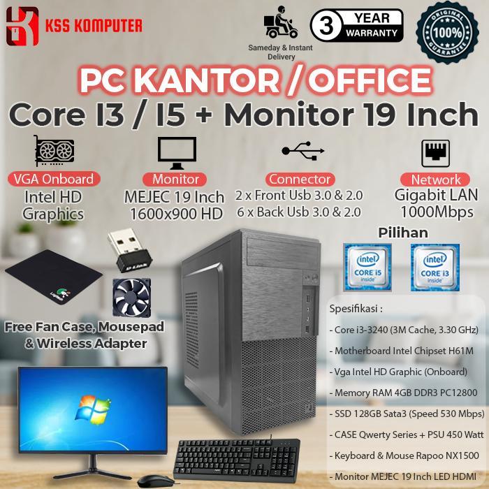 [Baru] Komputer/PC Rakitan Core i3 Untuk kantor Siap Pakai