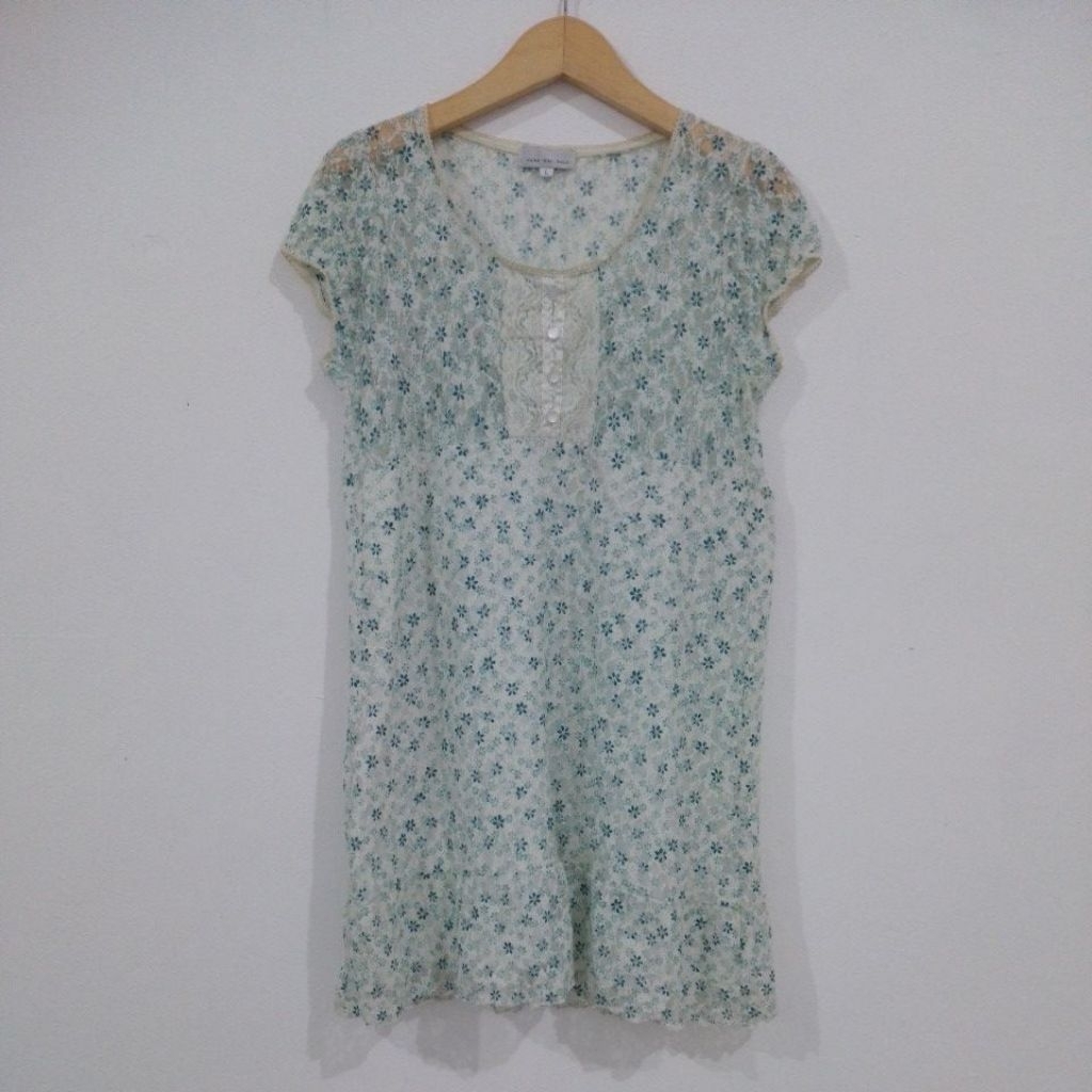 [PRELOVED] Dress Brokat Motif Floral Biru