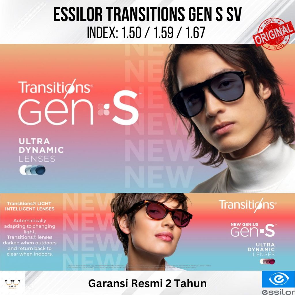 Lensa Kacamata Photochromic Essilor Transitions Signature Gen S SV - Crizal
