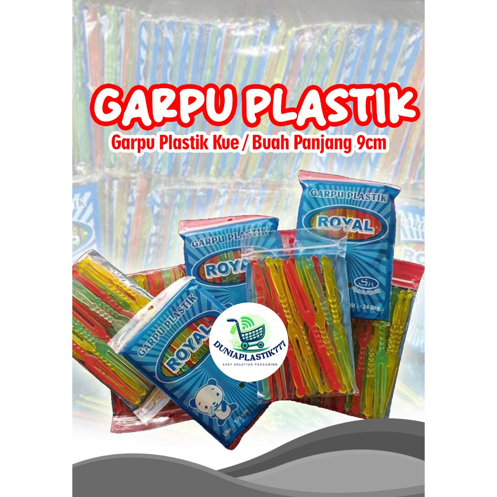 Garpu Plastik Kecil Kue Ulang Tahun Tar Buah Bolu Pesta Puding Warna Warni 9cm isi 24btg