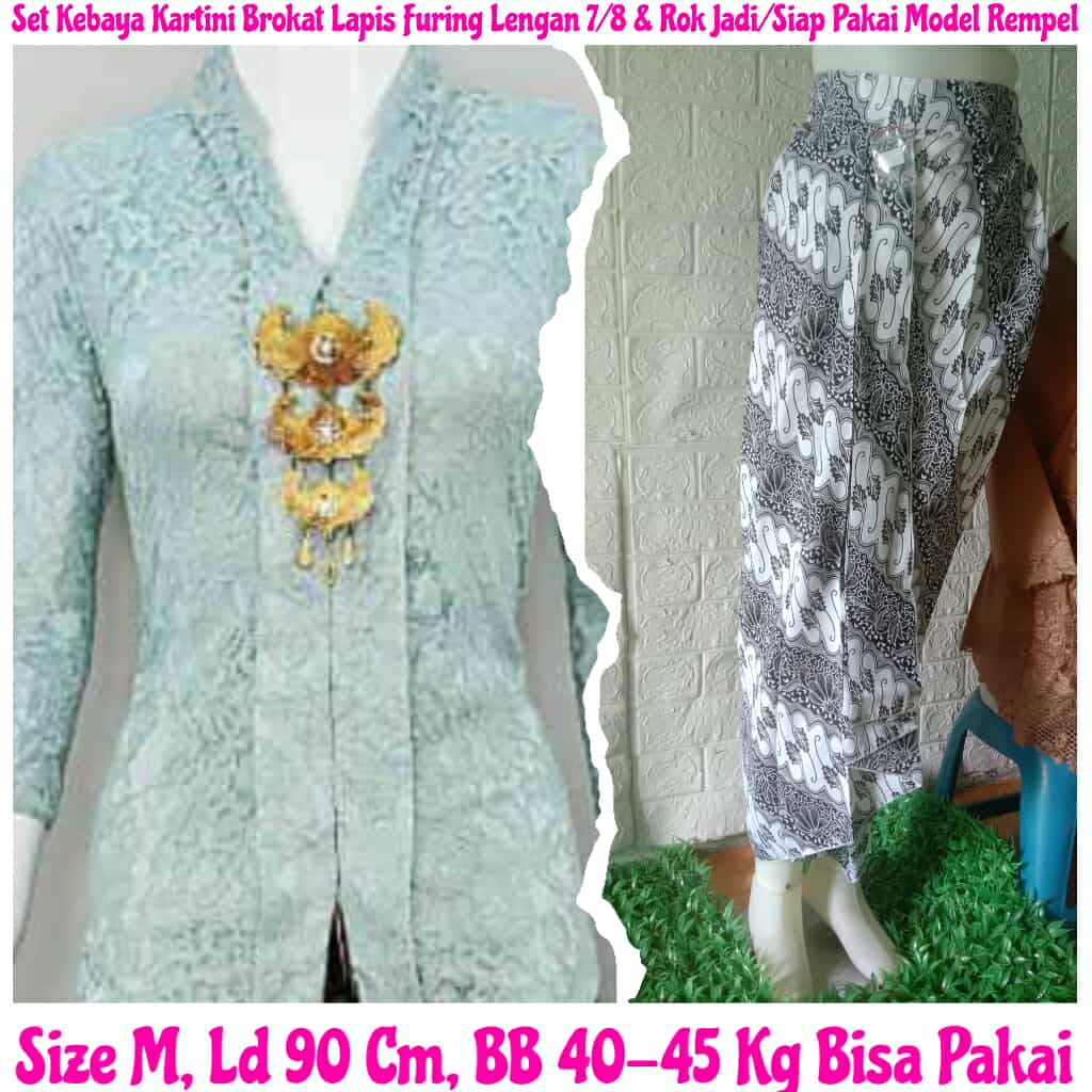 Kebaya Modern Medan Limited Set Kebaya Kartini Brokat Lapis Furing Lengan 7/8 & Rok Kebaya Jadi/Siap