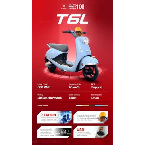 U-WINFLY Sepeda Listrik U-Winfly T65 600 Watt Lithium Battery - Garansi Resmi