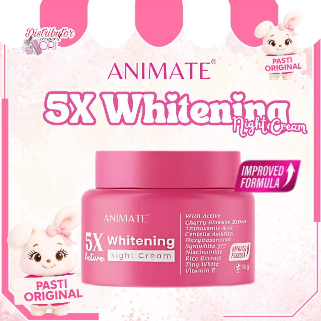 Animate Cream 5x Active Whitening Night Cream 10g - Skincare Pencerah Wajah