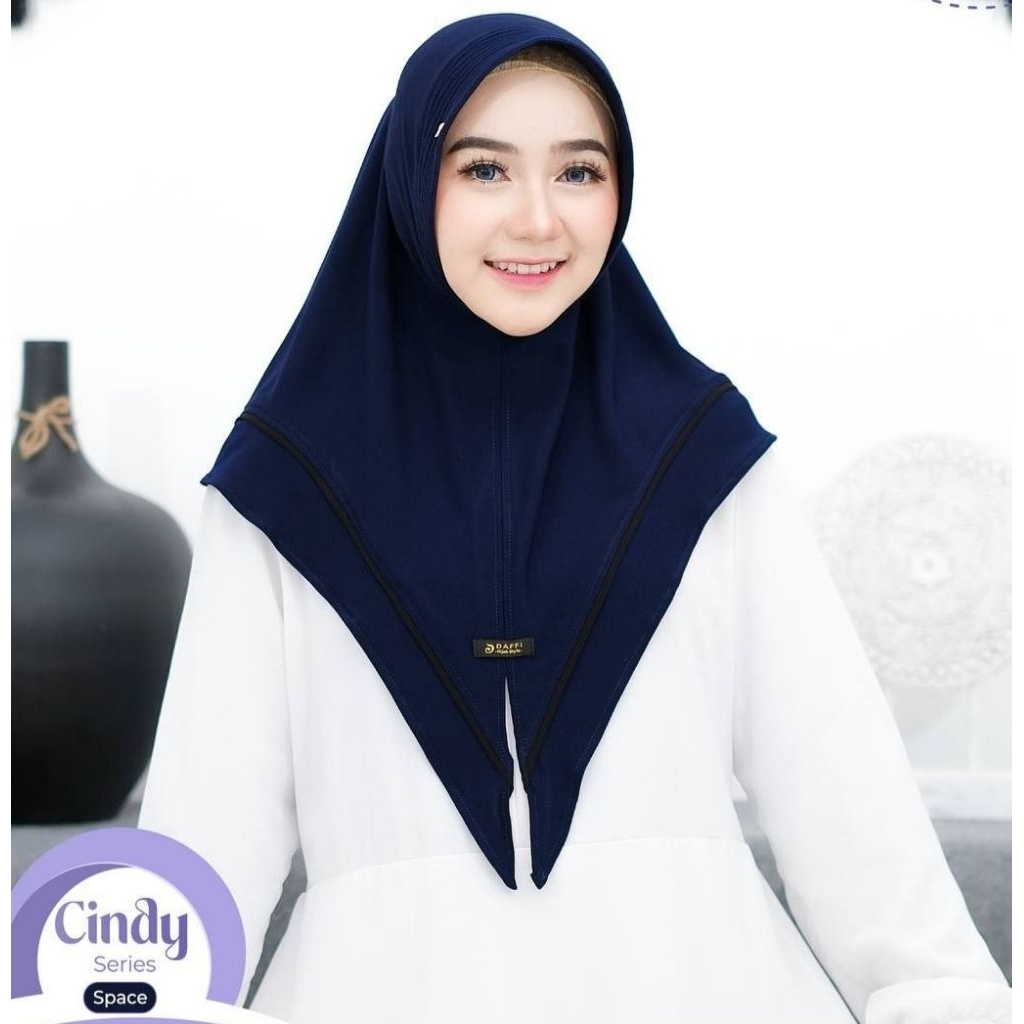 Bergo Cindy ORI by Daffi Hijab | Jilbab Instan Aksen List Bagian Depan Belah Tengah High Twist Parfu