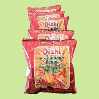 

1 Renceng - Oishi Spicy Udang Crackers Snack 12gr [10 pcs]