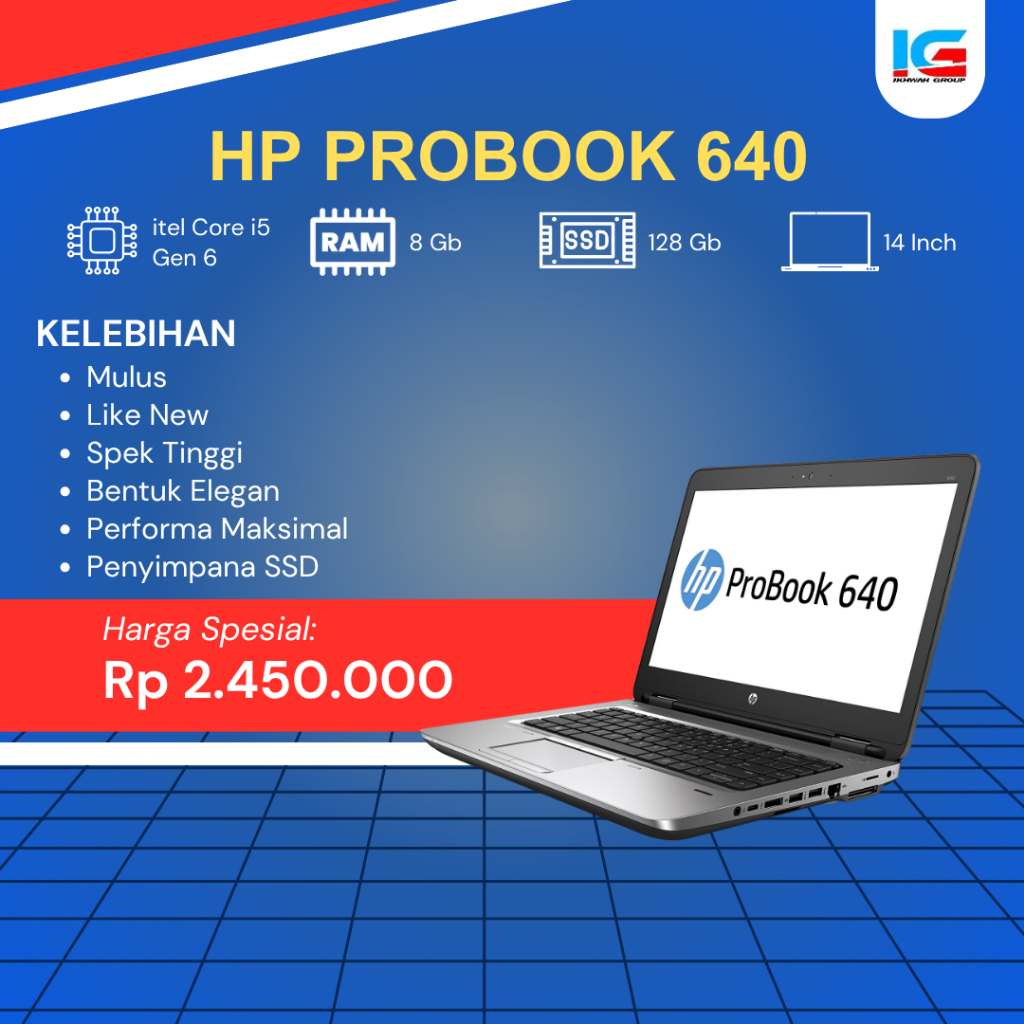 LAPTOP SECOND HP Probook G40 Core i5 Ram 8 SSD 128 GB
