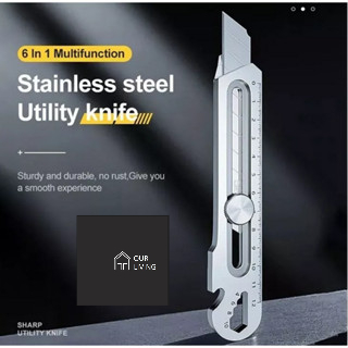 

[OL] Alat Pemotong Kertas Cuter Tahan Karat / Pisau Cutter 9IN1 Stainless Steel Dengan Pengukur Pembuka Botol Baut Skrup Multifungsi