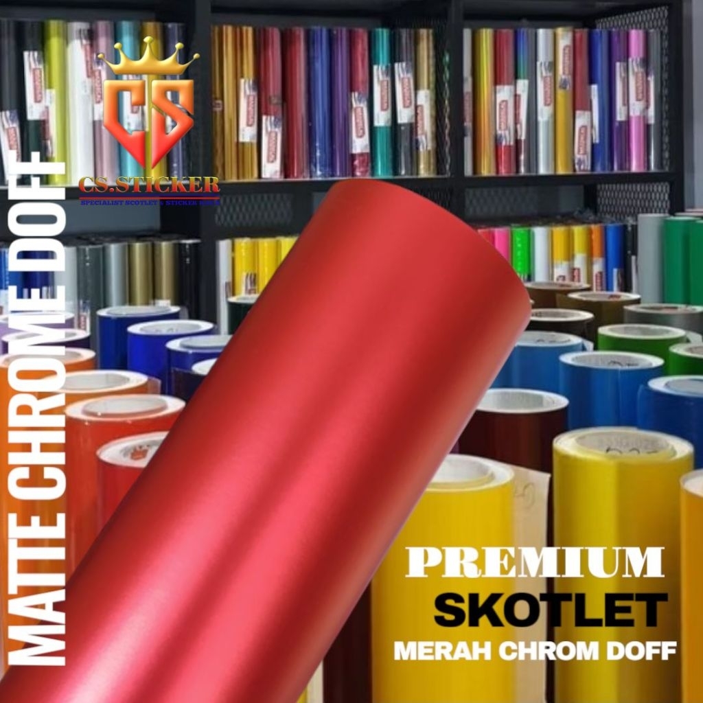 Skotlet Motor Warna Merah Doff / Merah Crom / Merah Metalik Stiker Skotlet Merah Crom Sekotlet Motor