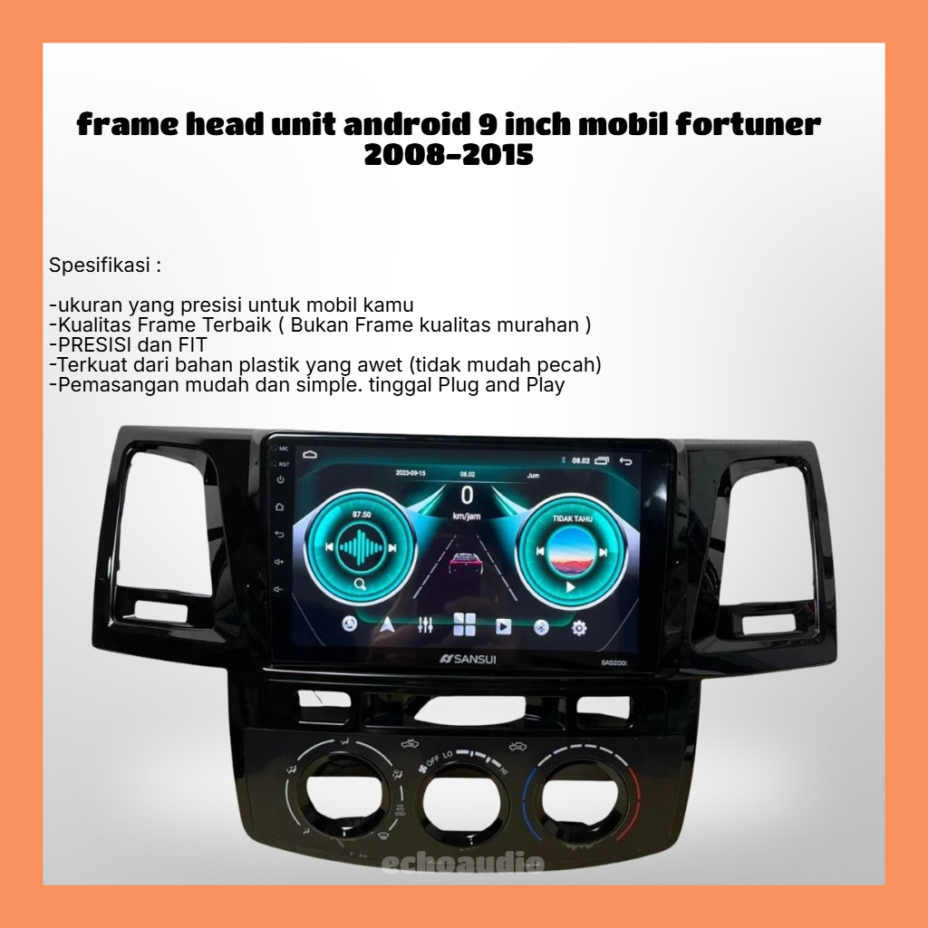 frame head unit android 9 inch mobil fortuner 2008-2015