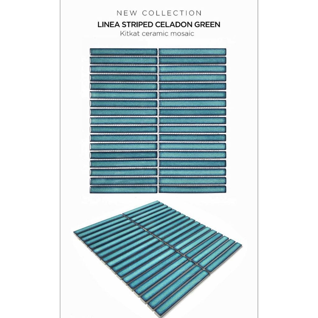 Keramik Lantai Dinding Long Striped Wall Decoration Interior Backsplash Kitchen Set Hijau Tosca Biru
