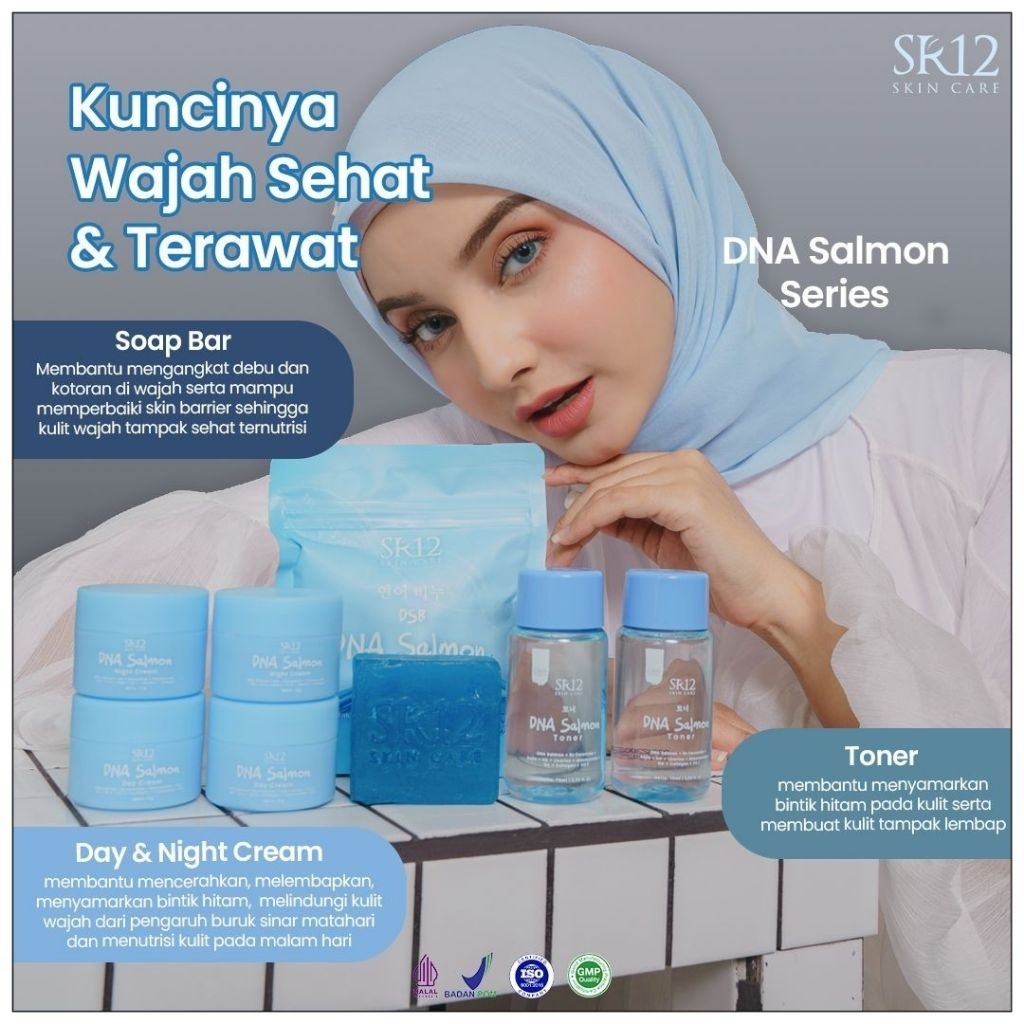 DNA SALMON SR12 Skincare Cream Glowing Pemutih Wajah Glowing Cepat Bpom Atasi Jerawat & Flek Hitam
