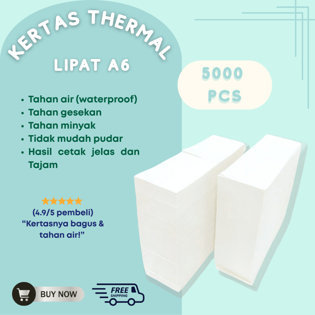 

Kertas Thermal Label Lipat 100x150 mm – 5000 Lembar (Direct Thermal Tanpa Tinta)