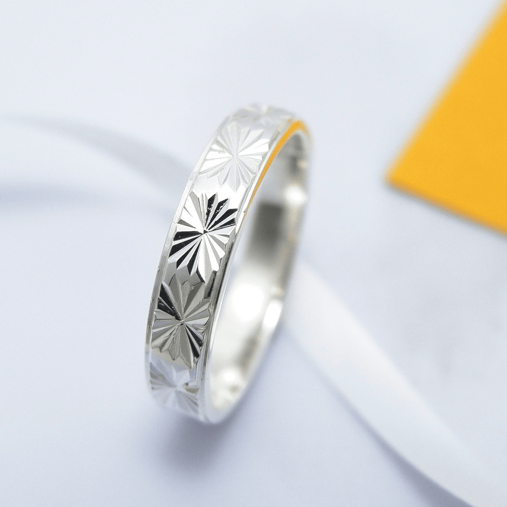 Cincin Pria Perak 950 Motif Ukir Premium • Handmade Silver Ring • Cincin Nikah Tunangan Kawin P562