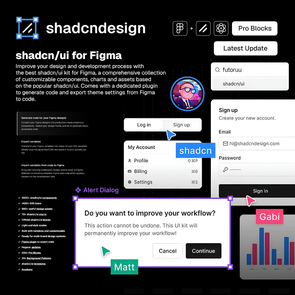Shadcn UI Kit Figma + Pro Blocks Components Update Lengkap