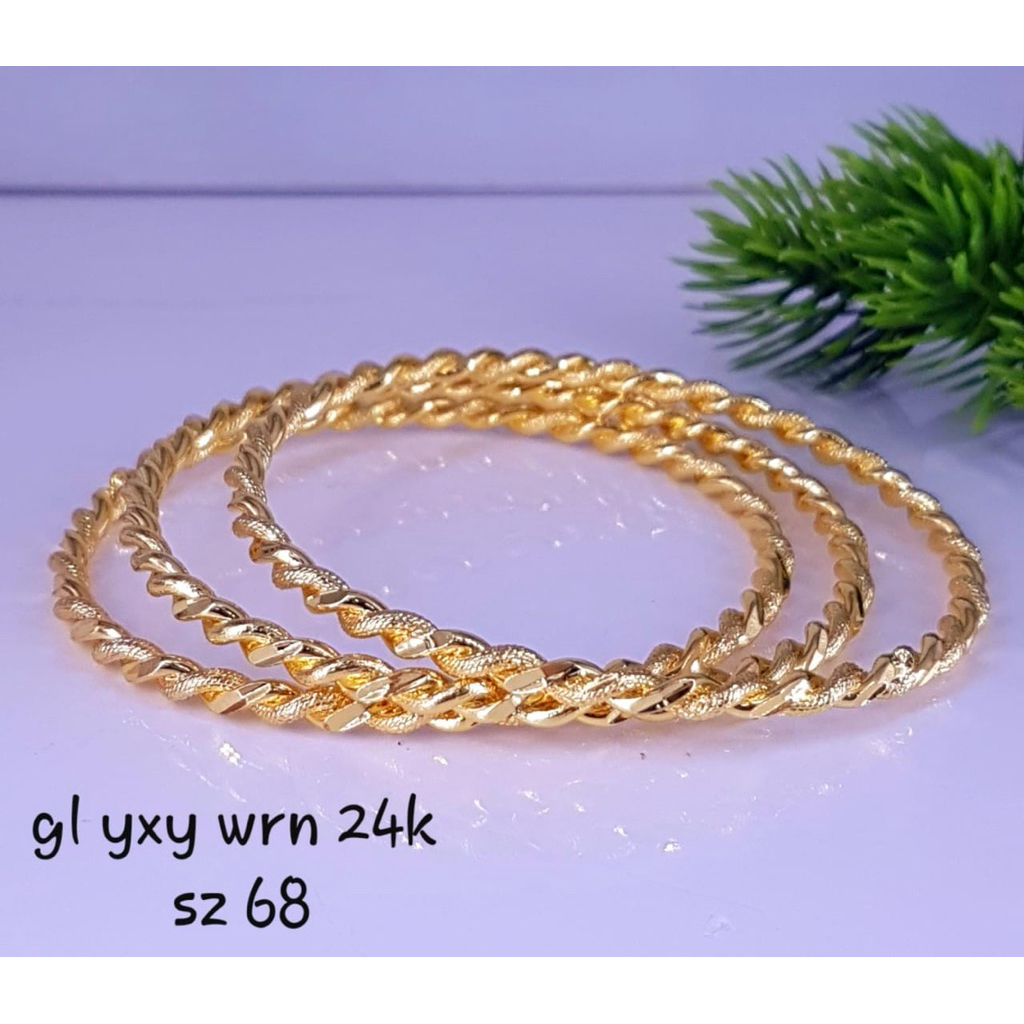 gelang keroncong  kristal replika emas 24k bisa pakai harian tidak gampang luntur