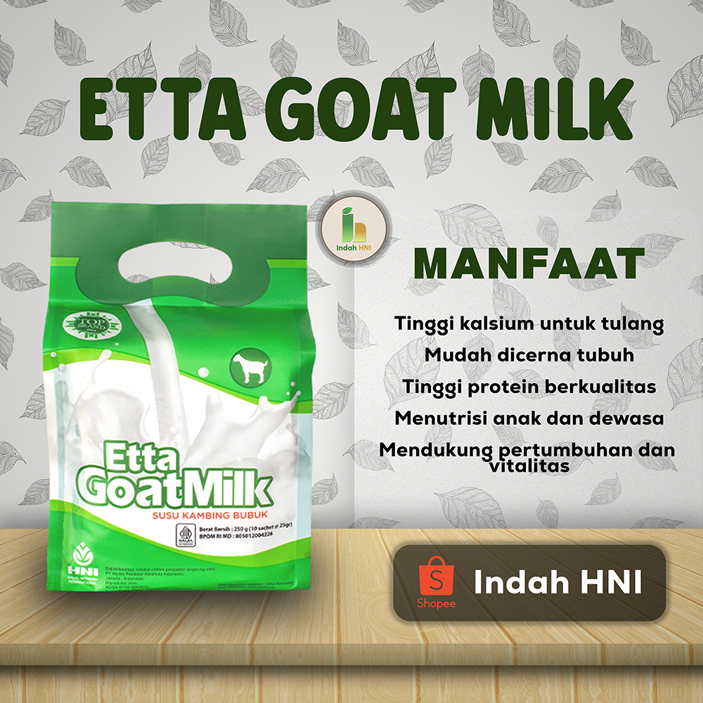 

ETTA GOAT MILK HNI HPAI – Susu Kambing Etawa Instan | Sumber Kalsium, Protein & Nutrisi Lengkap | Isi 10 Sachet 25g