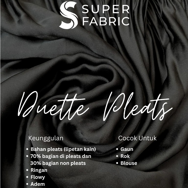 Kain Duette Pleats Kain Pleats Ringan Flowy Gaun Rok Blouse Elegan 0.5 Meter