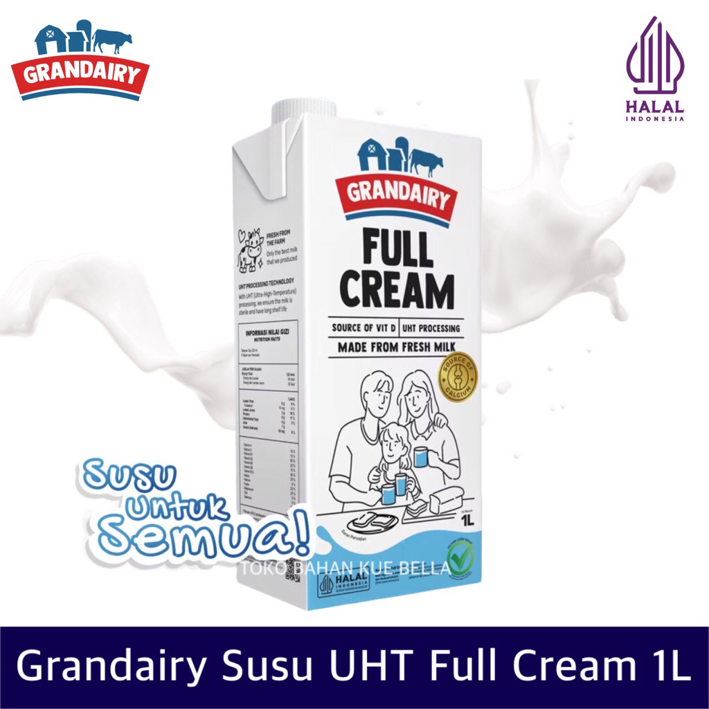 

Grandairy FULL CREAM 1 Liter - UHT Fresh Milk Susu Grand Dairy