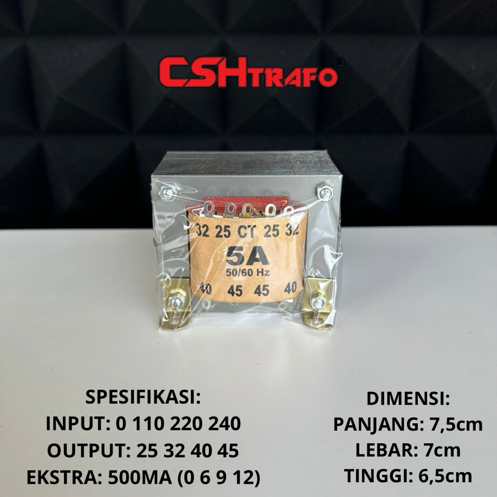 Trafo Kotak CSH Best Quality(trafo kecil) 100% Tembaga Murni 5A CT 45V