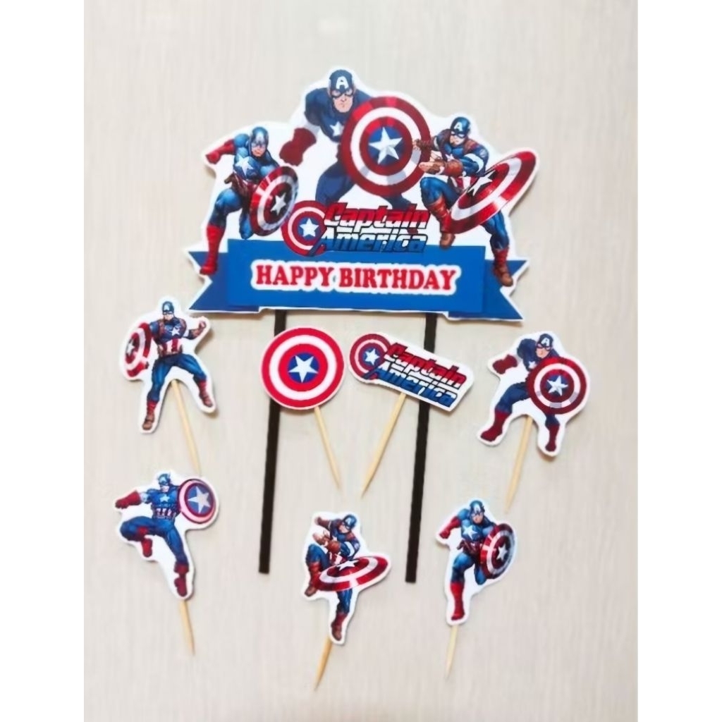 Topper Kue Captain America (Topper Cake Cowok)