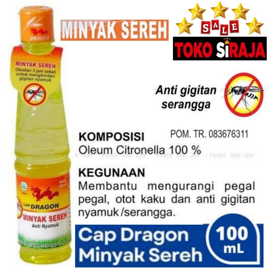 Minyak sereh cap dragon 100 ml / MINYAK SEREH ANTI NYAMUK CAP DRAGON 100ML