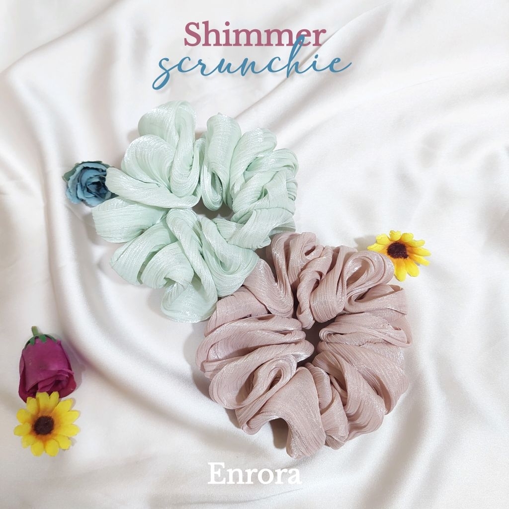 ENRORA - Ikat rambut shimmer premium, Ikat rambut scrunchie shimer