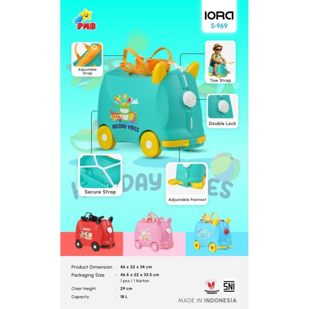 Mainan Mobil Dorong Koper Anak PMB Iora S969