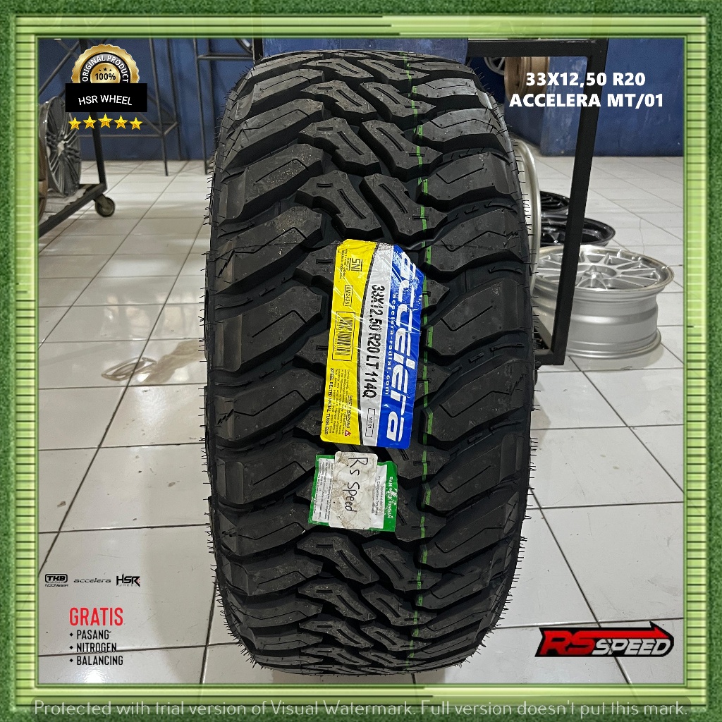 BAN MOBIL OFFROAD RING 20 UNTUK RUBICON UKURAN 33X12,5 R20 BAN MEREK ACCELERA MT/01 BAN TUBLES R 20