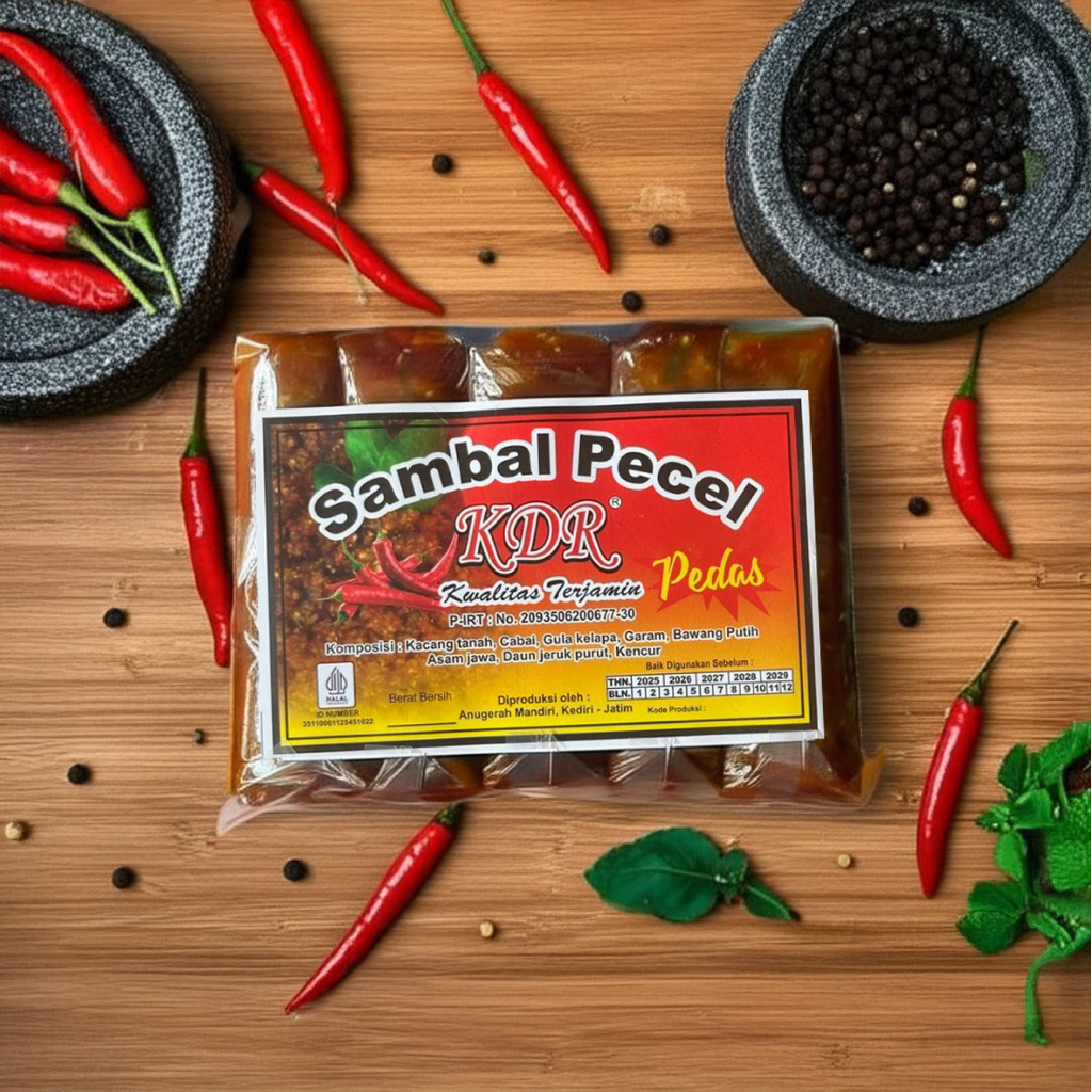 

Sambel Pecel Cap Kdr 1 Pack isi 10 Biji / Sambel Pecel khas Kediri Rasa Pedas